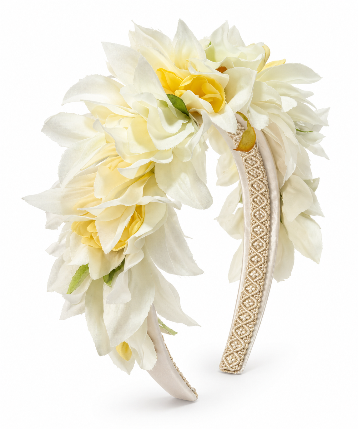 Flowered White & Yellow Headband