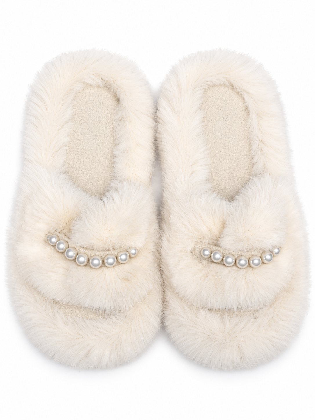 Fluffy White Slippers