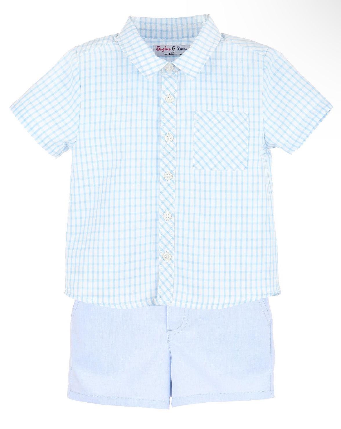 Blue Squared Shirt Baby Set