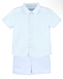 Blue Squared Shirt Baby Set