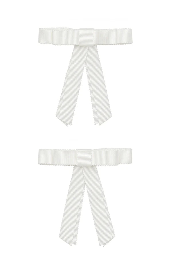 Grosgrain Bow Clip Set - White