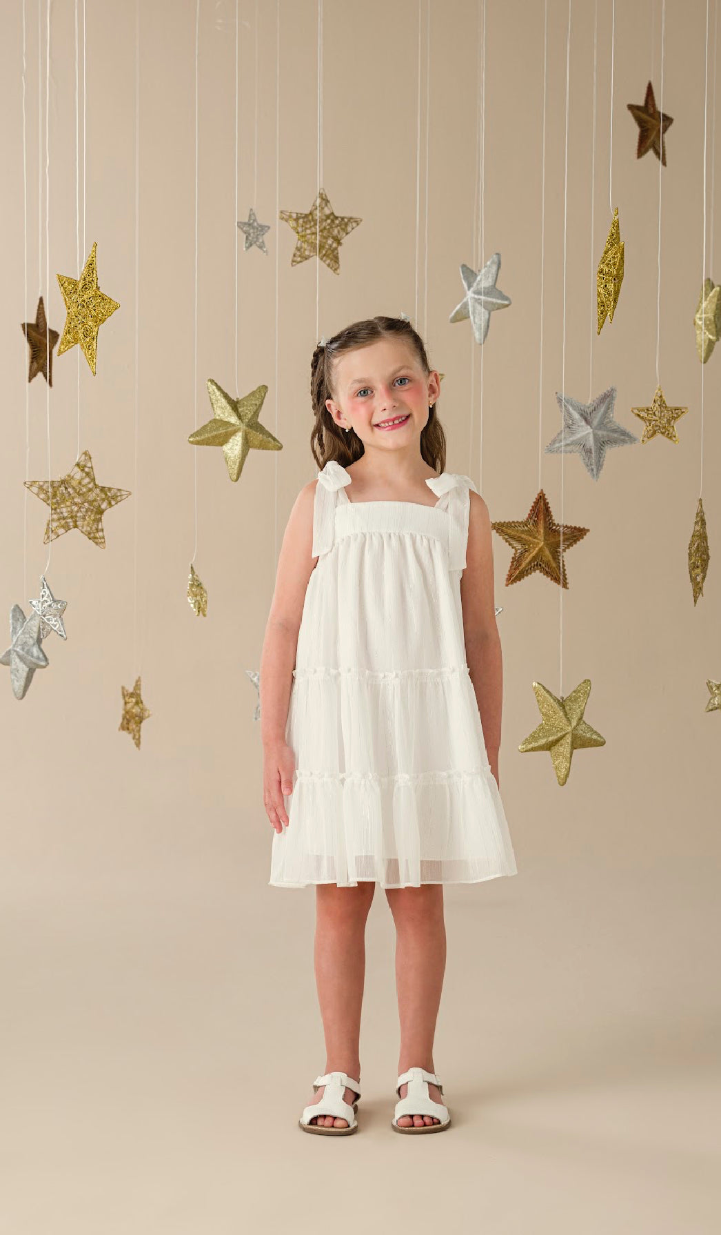 White & Silver Lines Dress