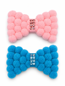 Pom Pom Rhinestone Bow 1pc