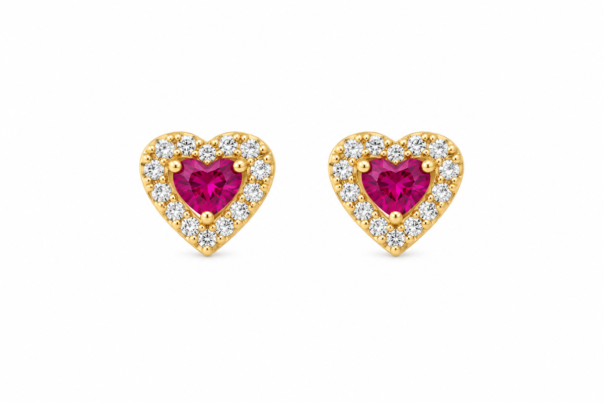 Hot Pink Heart 14Kt. Earrings
