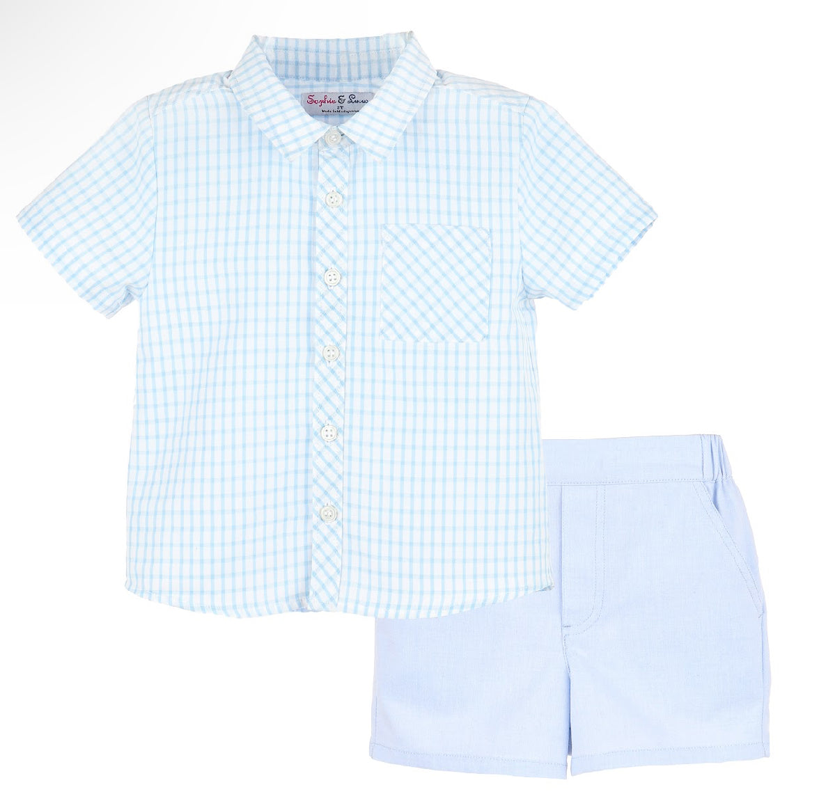 Blue Squared Shirt Baby Set