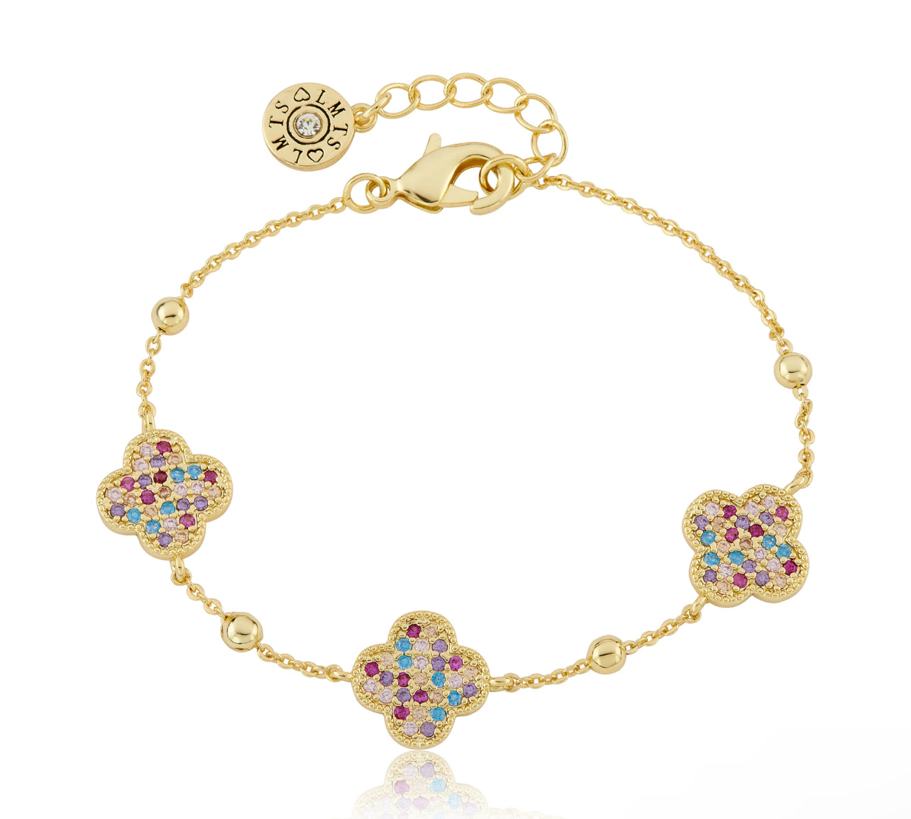 Clover Pendant On Bead Bracelet - Multicolor