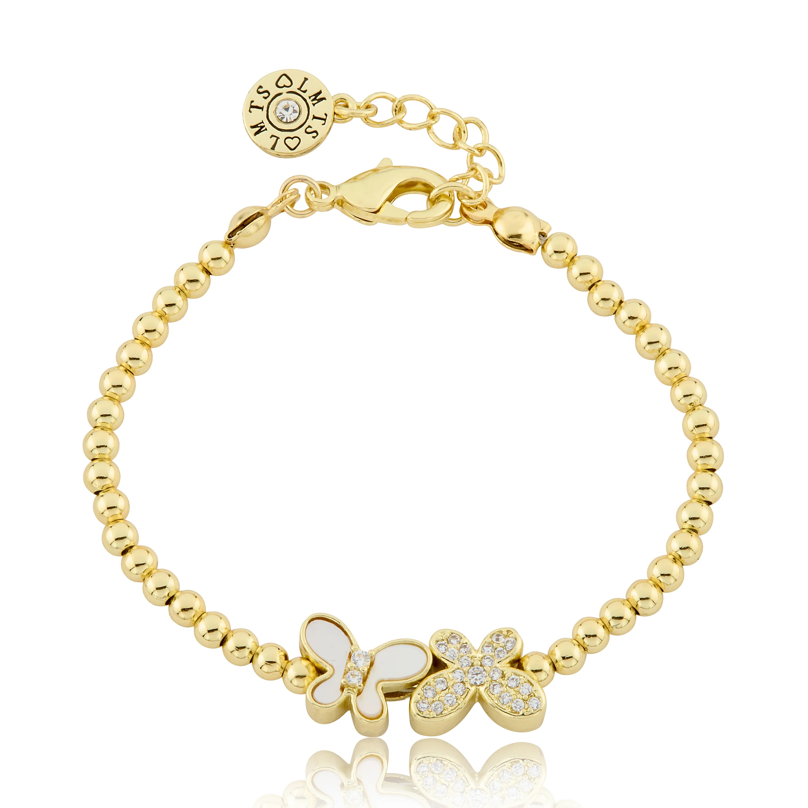 Mother Of Pearl & Cz Butterfly Wire Bracelet
