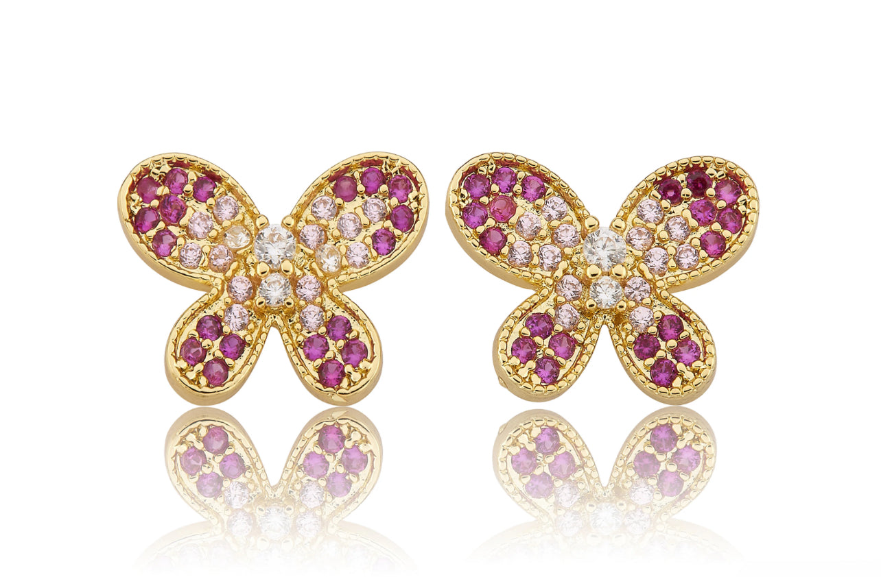 Pave Multicolor Pink Earrings