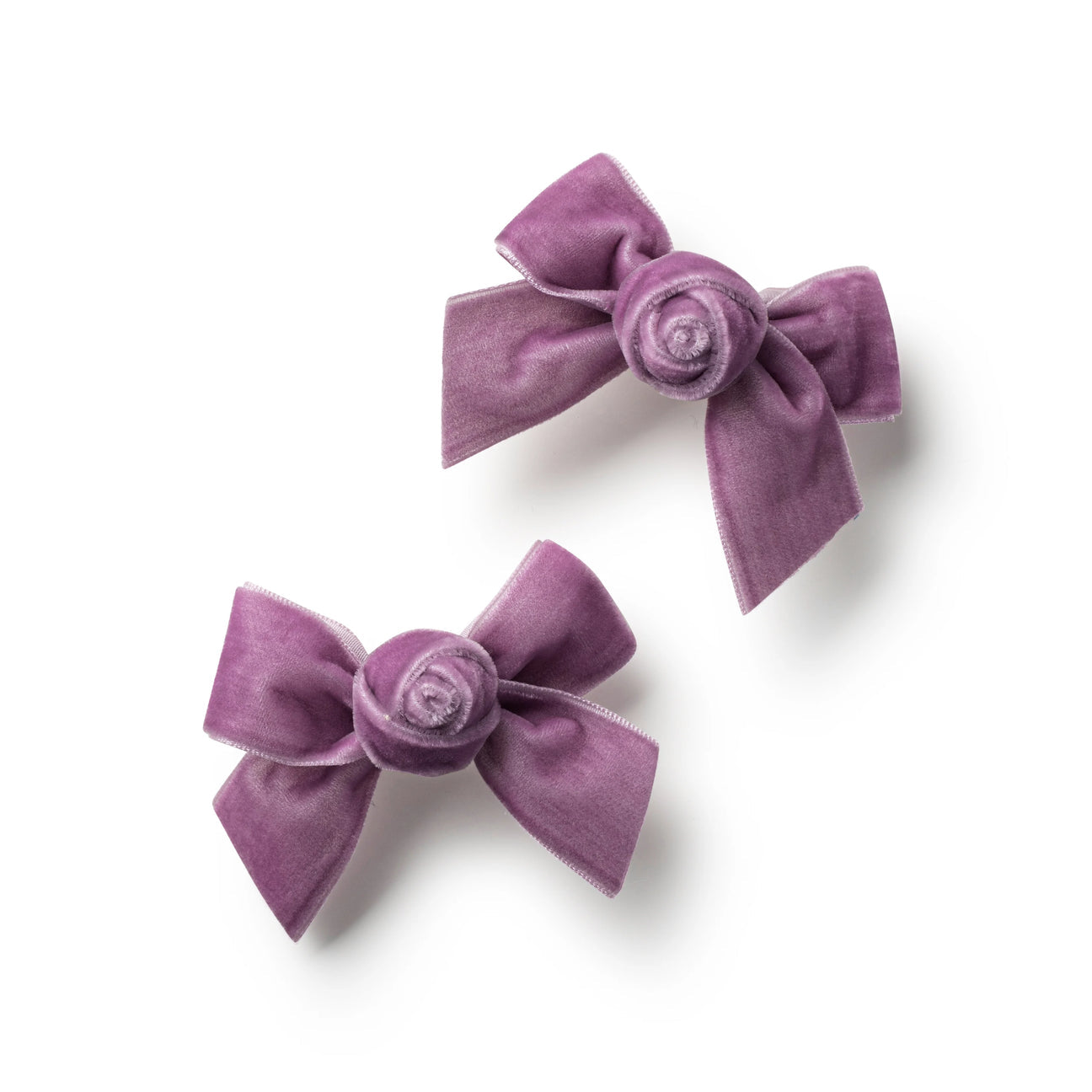 Rosette Velvet Double Clip Set Lavender