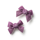 Rosette Velvet Double Clip Set Lavender