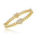 Link Bangle Accented With Cz Hearts