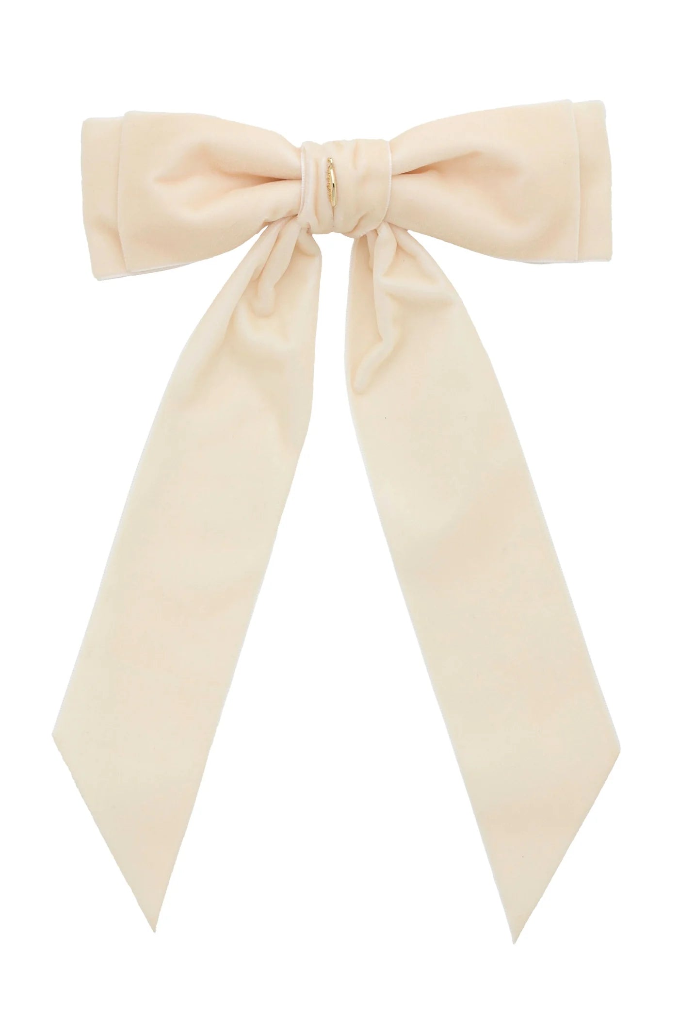 Madeline Velvet Long Tail Bow Clip - Ivory