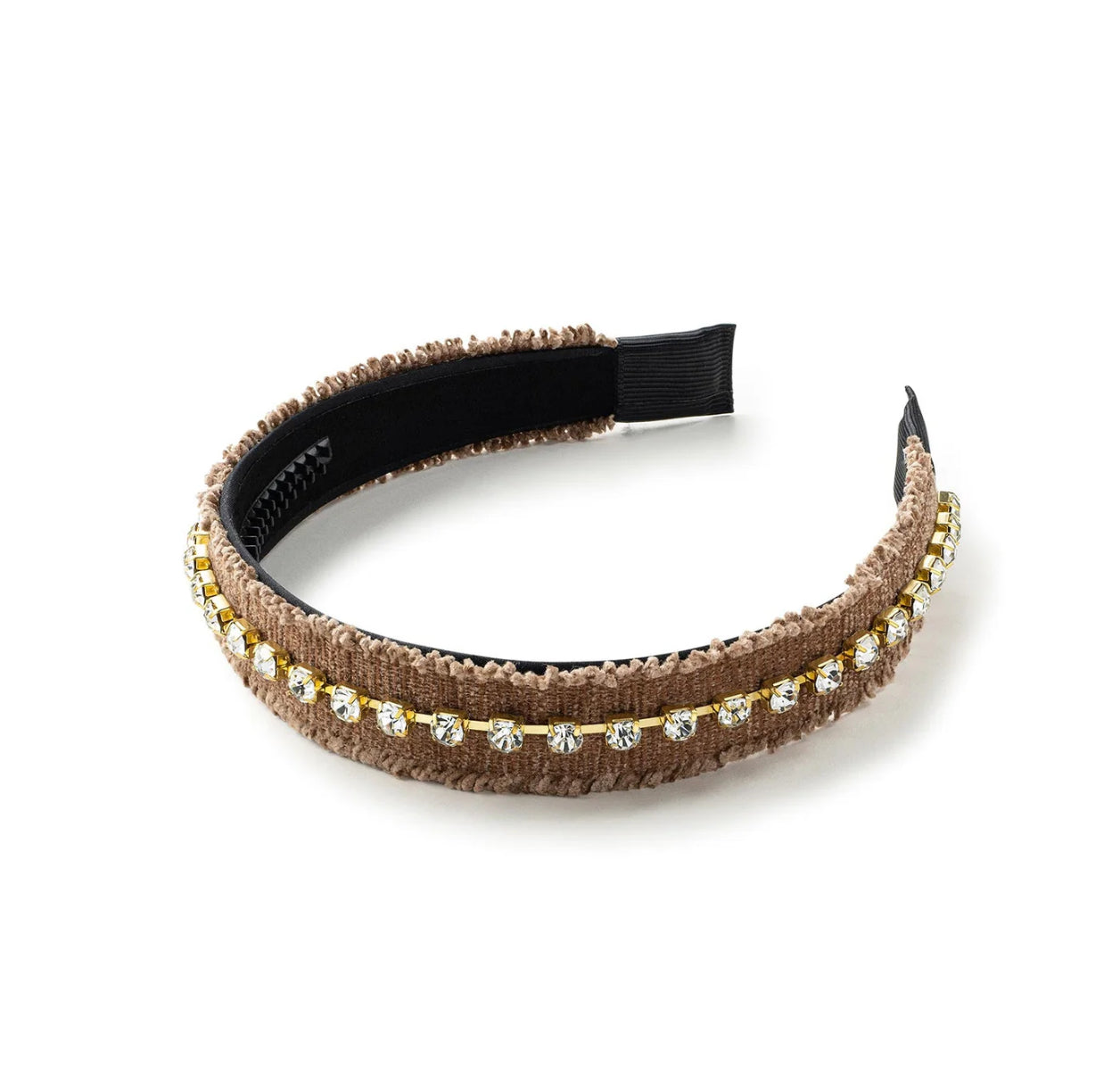 Kate Corduroy Rhinestone Headband - Mocha