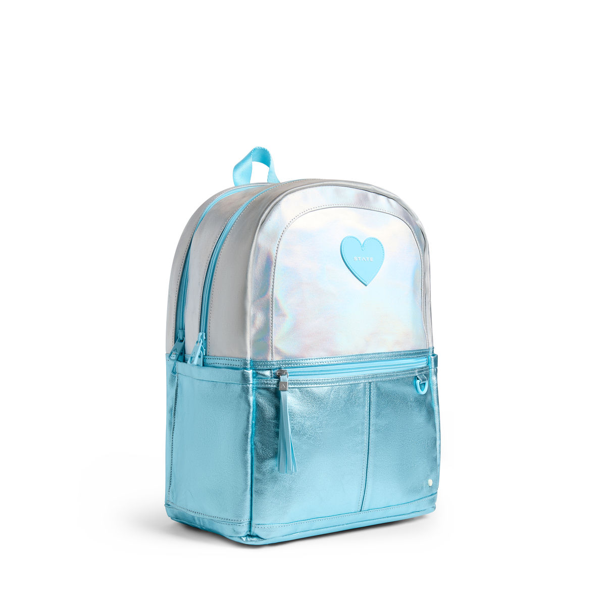 Blue Iridescent Double Pocket Backpack