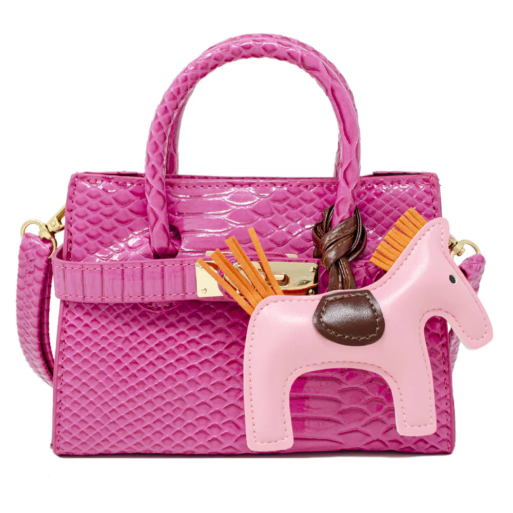 Crocodile Pony Handbag - Hot Pink
