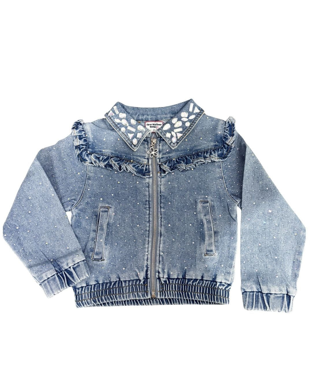 Rhinestone Ruffle Denim Set