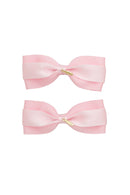 Layla Duo Bow Clip Set of 2 - Powder Pink