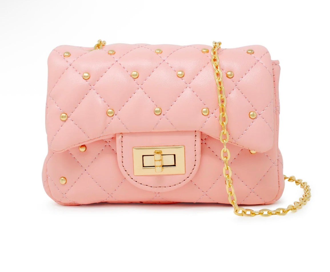 Classic Quilted Stud Mini Bag - Pink