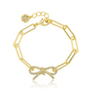 Links Chain Bracelet With Cz Open Bow Center