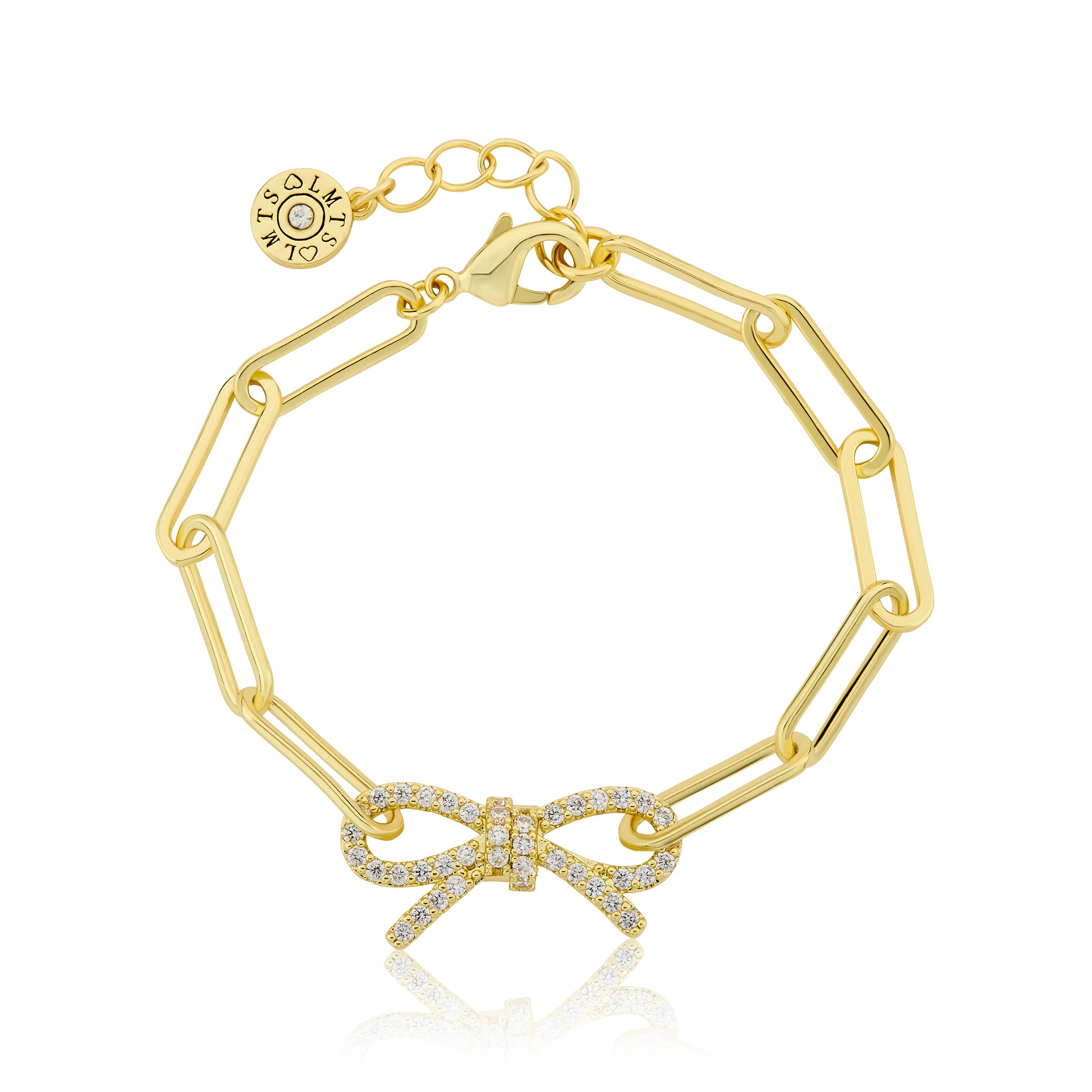 Links Chain Bracelet With Cz Open Bow Center