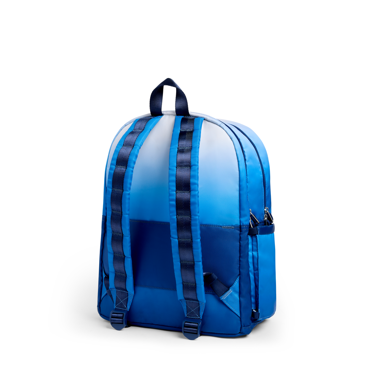 Kane Double Pocket Backpack Blue Gradient Diagonal Zipper