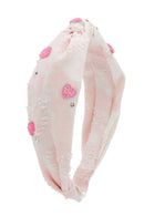 Crystallized Glitter Denim Knot Headband - Pink