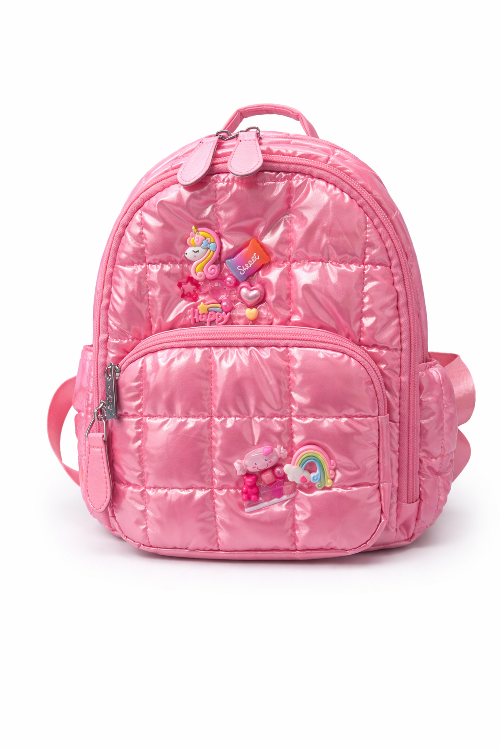 bright pink mini backpack Puffy Hot Pink Mini Backpack – Coketass