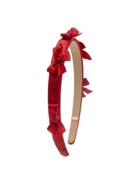 Crystallized Metallic Bow Headband - Red