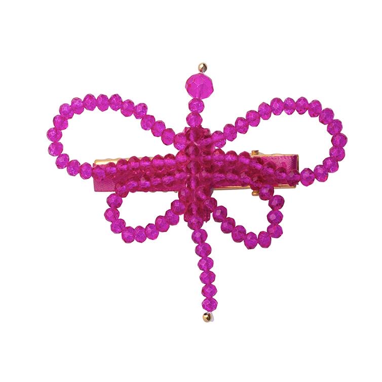 Glass Butterfly Clip - Hot Pink