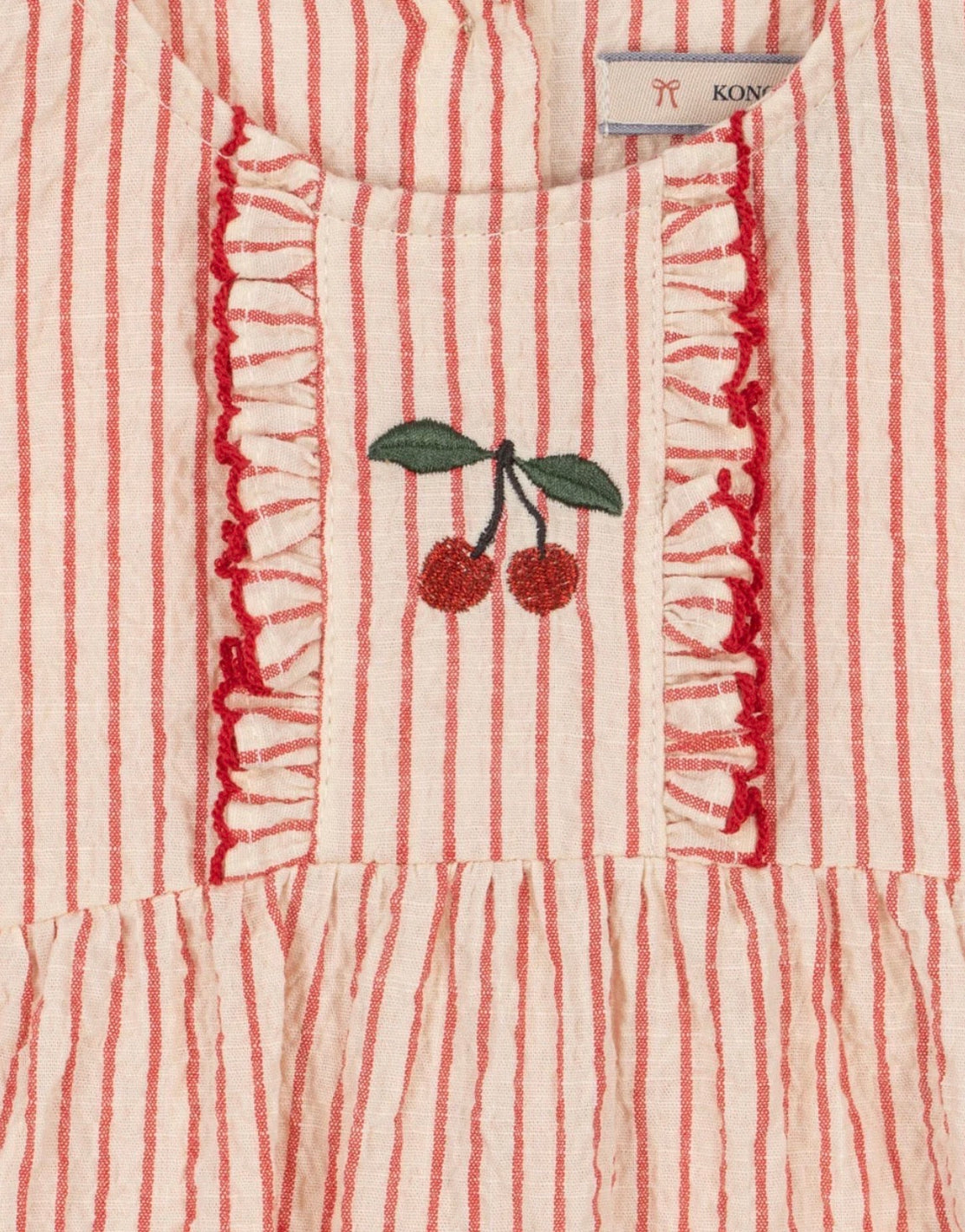 Ellie Frill Cherries Romper Gots - Amour Stripe