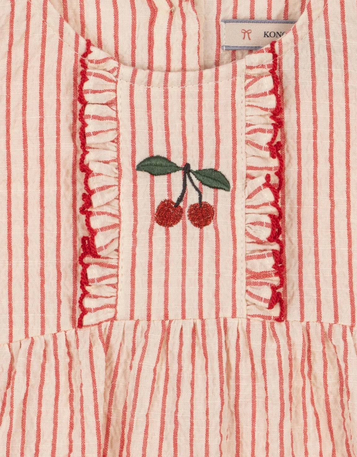 Ellie Frill Cherries Romper Gots - Amour Stripe
