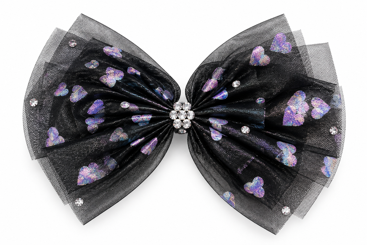 Iridescent Hearts Tulle Bow