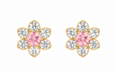 Light Pink & Clear Flower 14Kt. Earrings