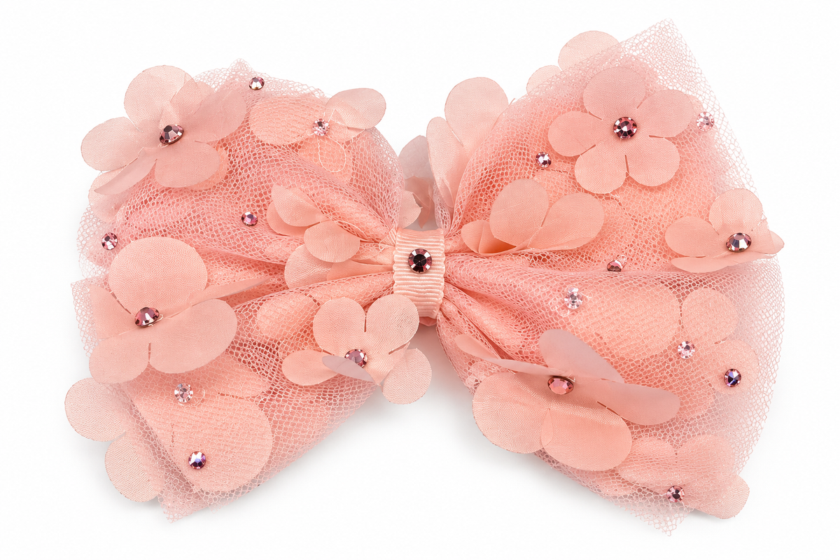 Blush Petal Rhinestone Bow