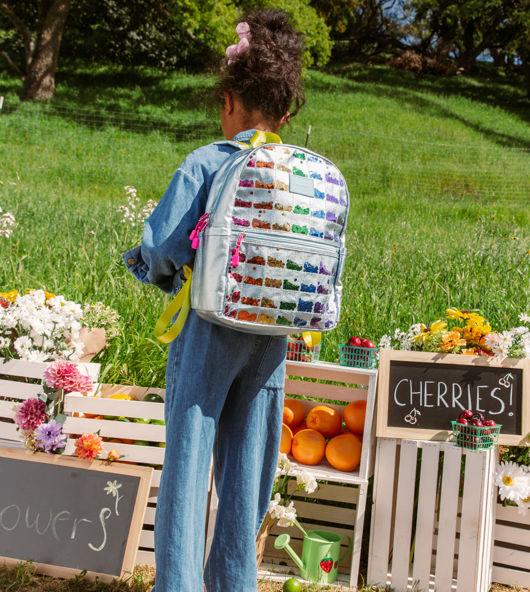 Quilted Sequin Double Pocket Backpack
