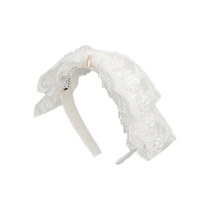 Heather Lace Headband - White