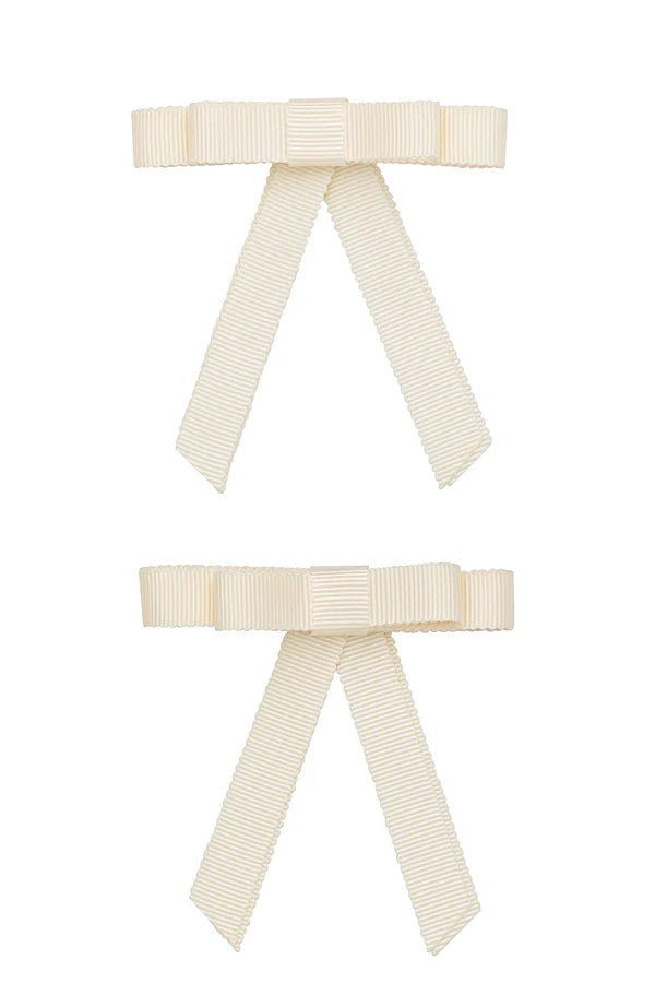 Grosgrain Bow Clip Set - Ivory