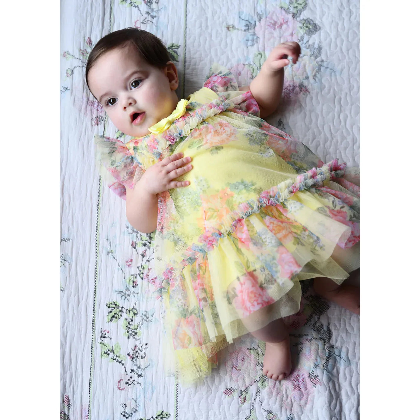 Yellow Rosebud Flower Baby Dress