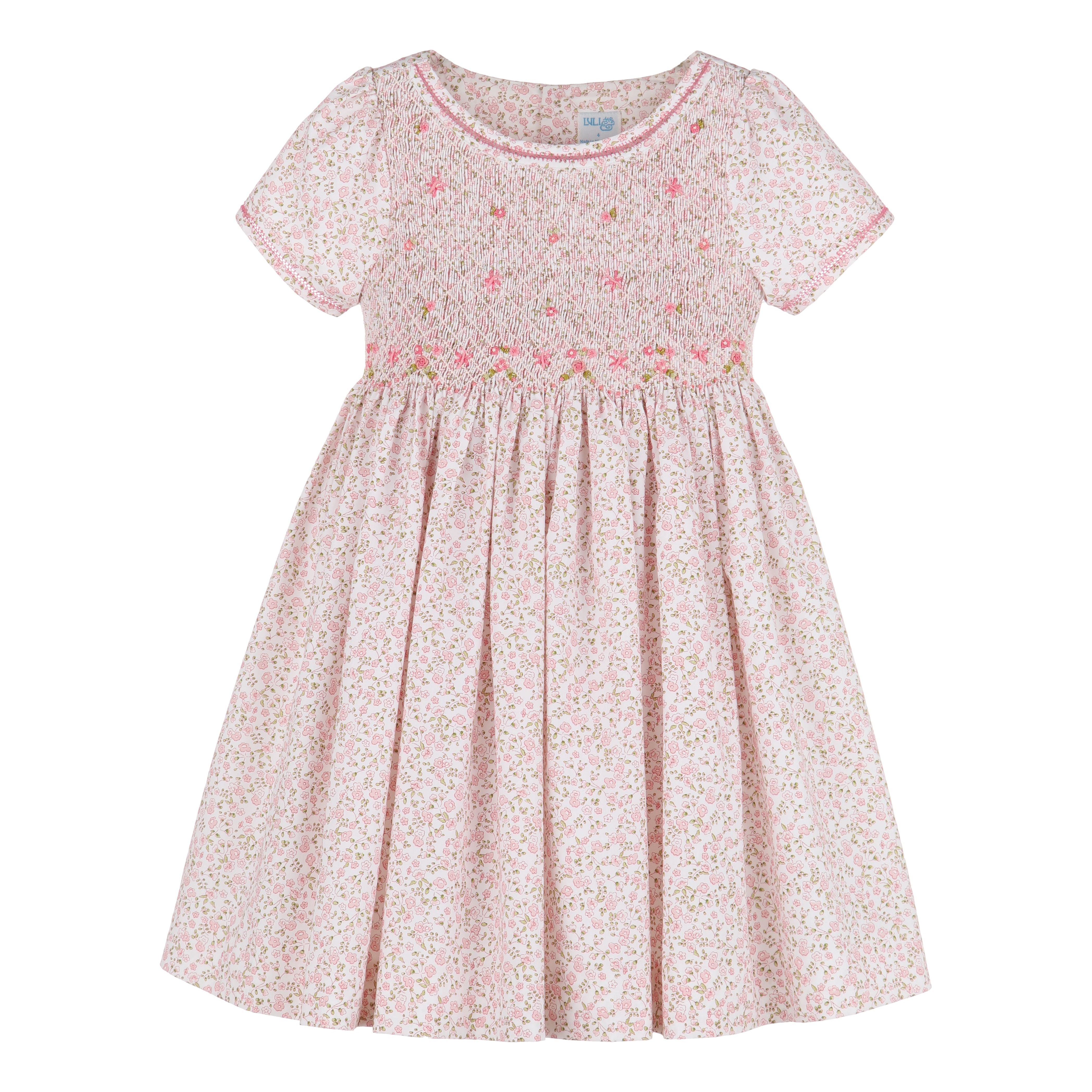 Pink wildflowers smocked dress