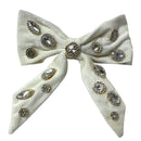 Velvet Jewel Tail Bow Clip - Ivory