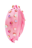 Jeweled Heart Headband - Pink