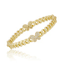 Link Bangle Accented With Cz Butterflies