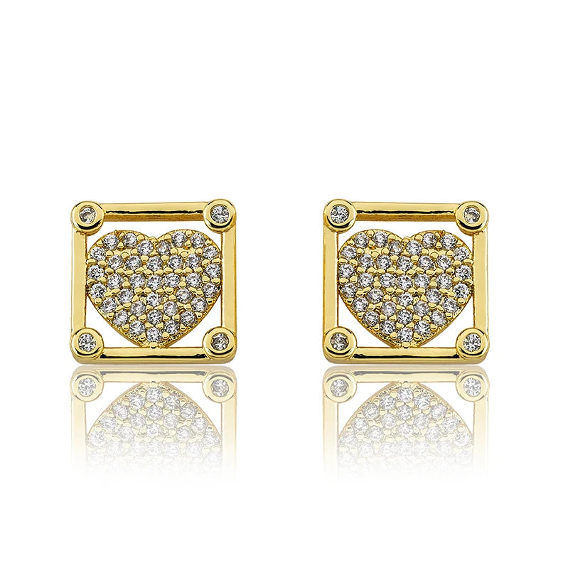 Cz Heart Stud Earring