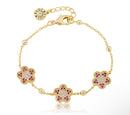 Pave Flower Stud Bracelet - Pink