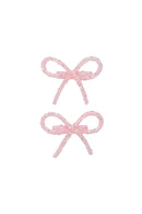 Glittered Bow Set Of 2 - Pink