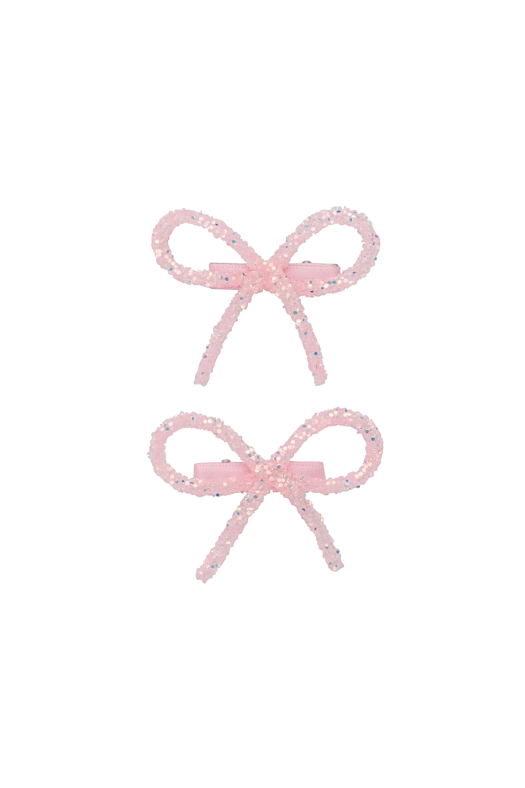 Glittered Bow Set Of 2 - Pink
