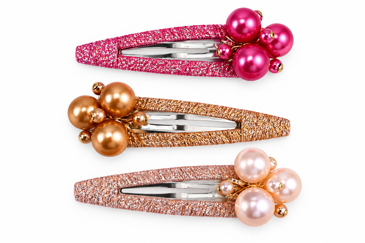 Pearl Cluster Glitter Hair Clips 1pc