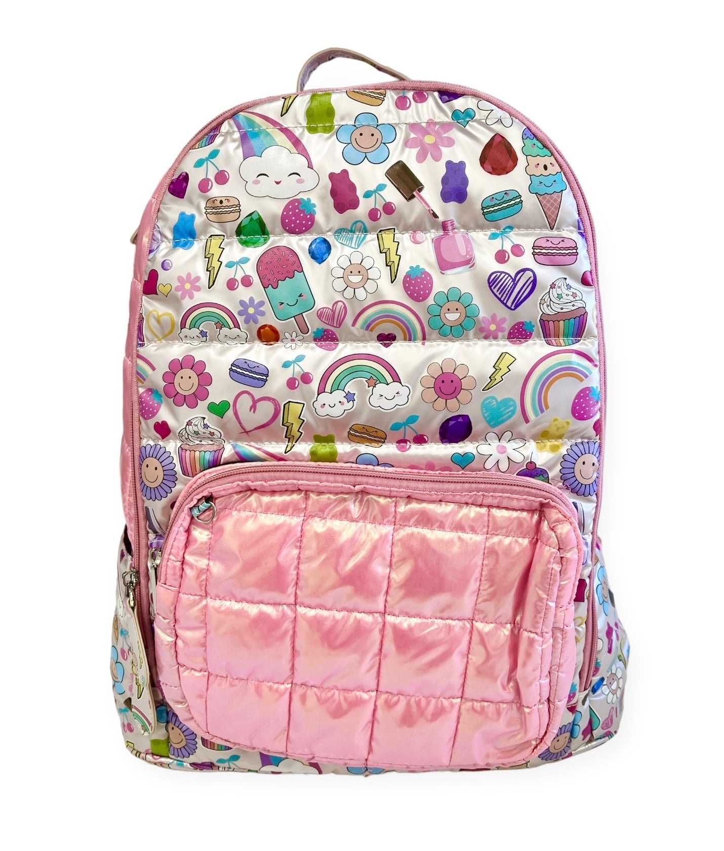 Puffy Print Pink Backpack