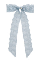 Lace Long Bow Clip - Dusty Blue