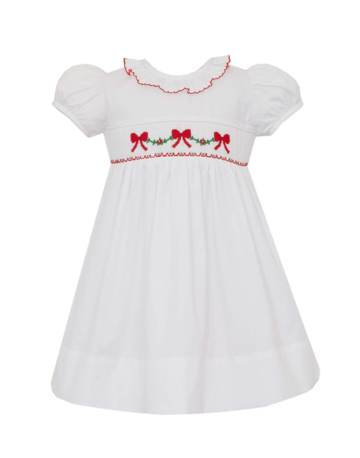 Red Bows White Poplin Dress